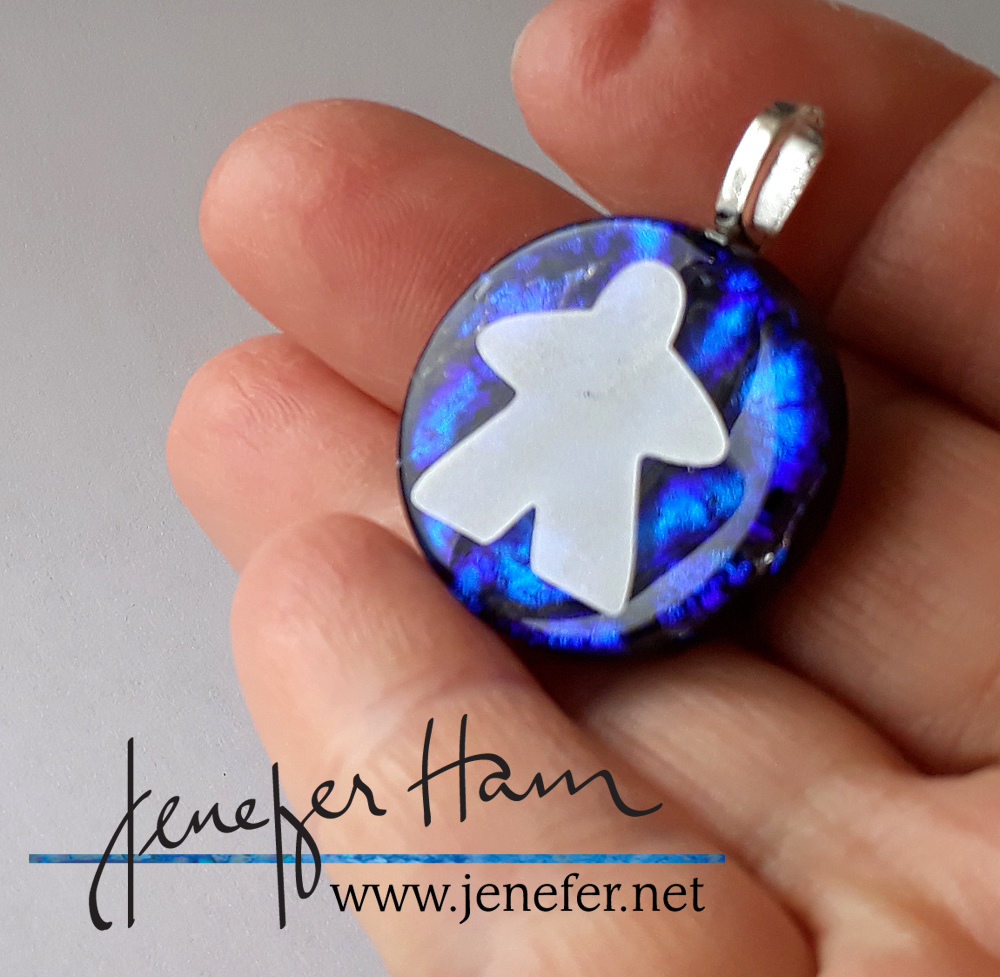dichroic meeple pendant by Jenefer HAm